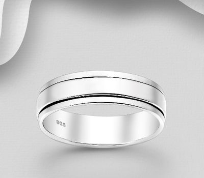 925 Sterling Silver Spin Band Ring, 5 mm Wide