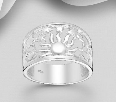 925 Sterling Silver Ring Featuring Sun and Stars