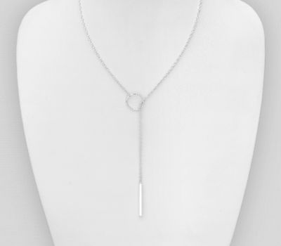 925 Sterling Silver Circle and Bar Necklace