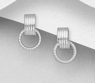925 Sterling Silver Links Push-Back Earrings