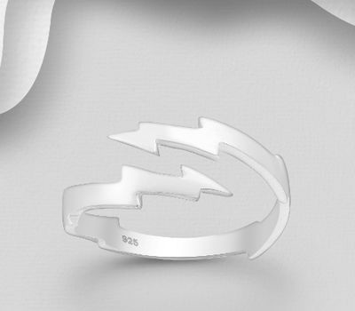 925 Sterling Silver Adjustable Lightning Ring