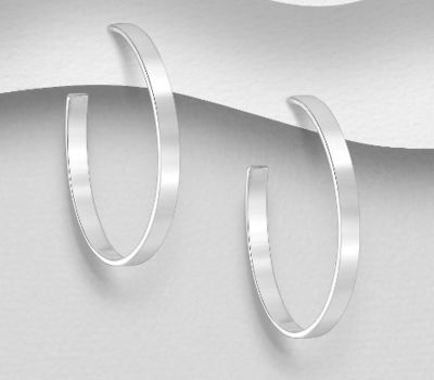 925 Sterling Silver Semi-Circle Push-Back Earrings