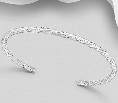 925 Sterling Silver Textured Cuff Bracelet