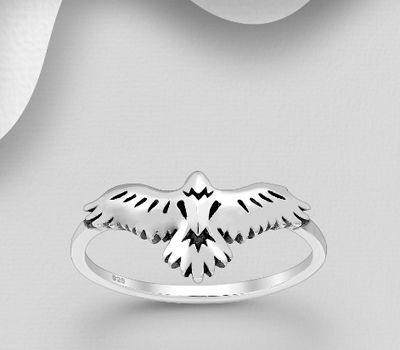 925 Sterling Silver Oxidized Eagle Ring