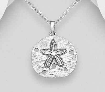 925 Sterling Silver OxidizedSand Dollar Pendant