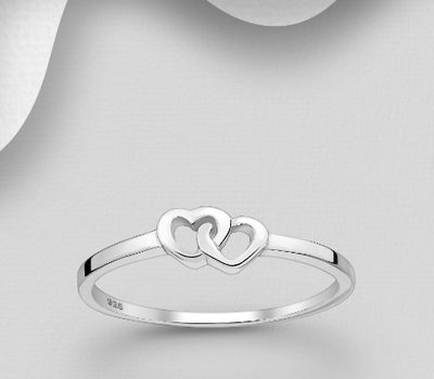 925 Sterling Silver Heart Link Ring