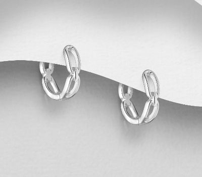 925 Sterling Silver Links Hoop Earrings