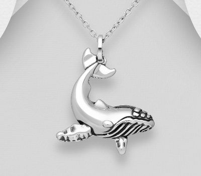 925 Sterling Silver Oxidized Dolphin Pendant
