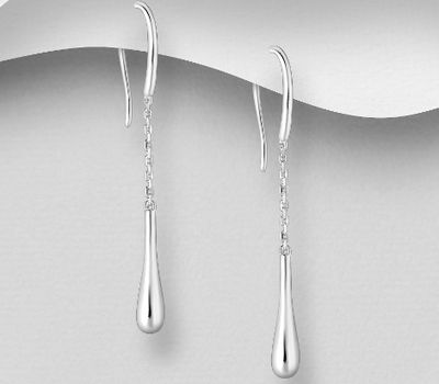 925 Sterling Silver Droplet Hook Earrings
