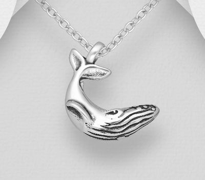 925 Sterling Silver Oxidized Dolphin Pendant