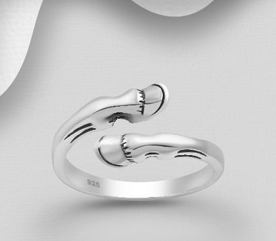 925 Sterling Silver Adjustable Ring Featuring Horse Leg and Hoof