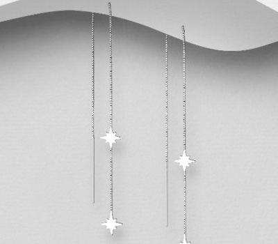 925 Sterling Silver Star Threader Earrings