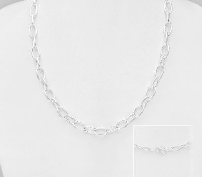 925 Sterling Silver Cable Necklace, 5 mm Wide.