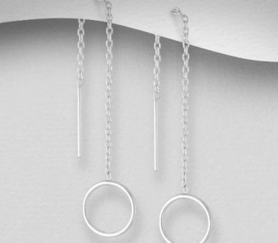 925 Sterling Silver Circle Thread Earrings
