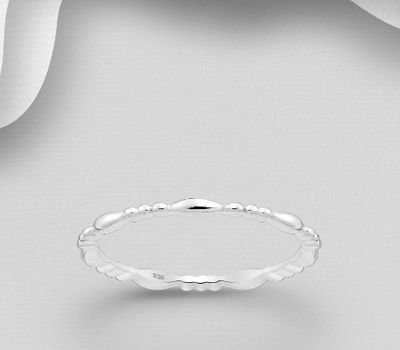 925 Sterling Silver Band Ring, 2 mm Wide.