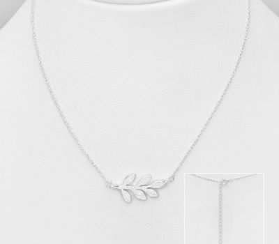 925 Sterling Silver Matt Leaf Necklace