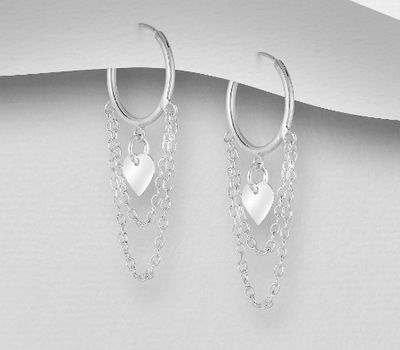 925 Sterling Silver Heart Hoop Earrings