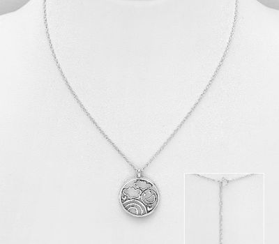 925 Sterling Silver Necklace Featuring Cloud, Heart, Smiley and Rainbow