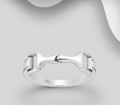 925 Sterling Silver OxidizedHorse Snaffle Ring