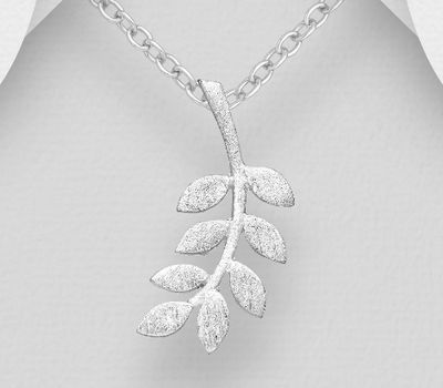 925 Sterling Silver Matt Leaf Pendant