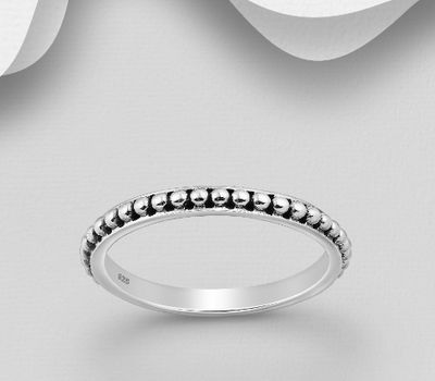 925 Sterling Silver Oxidized Ball Band Ring