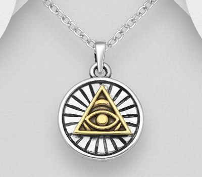 925 Sterling Silver And Brass Eye of Providence Pendant