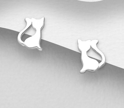 925 Sterling Silver Cat Push-Back Earrings