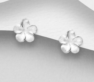 925 Sterling Silver Matt Flower Push-Back Earrings