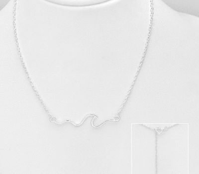 Malın səhifəsinə keç 925 Sterling Silver Wave Necklace
