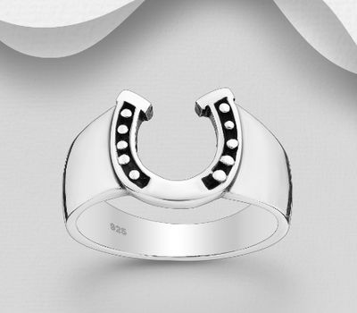Malın səhifəsinə keç 925 Sterling Silver Oxidized Horseshoe Ring