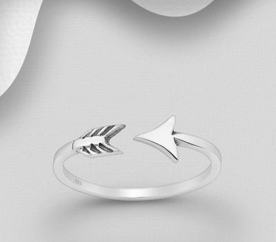 Malın səhifəsinə keç 925 Sterling Silver Adjustable Oxidized Arrow Ring