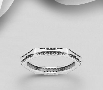 Malın səhifəsinə keç 925 Sterling Silver Oxidized Band Ring, 3 mm Wide.