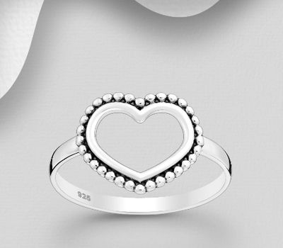 Malın səhifəsinə keç 925 Sterling Silver Oxidized Heart and Ball Ring