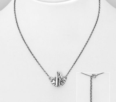 Malın səhifəsinə keç 925 Sterling Silver Oxidized Girl and Wave Necklace