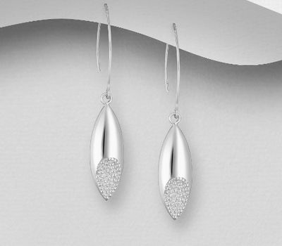 Malın səhifəsinə keç 925 Sterling Silver Hook Earrings Featuring Marquise Shape