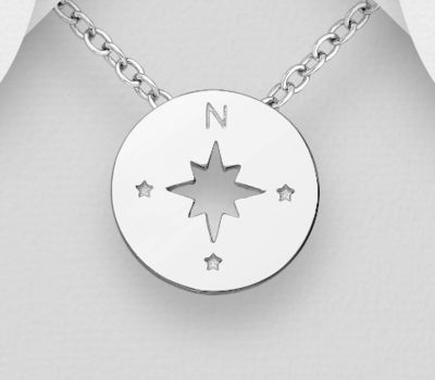 Malın səhifəsinə keç 925 Sterling Silver Compass Pendant