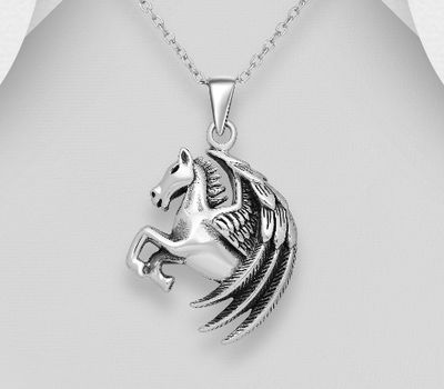 Malın səhifəsinə keç 925 Sterling Silver Oxidized Pegasus Pendant