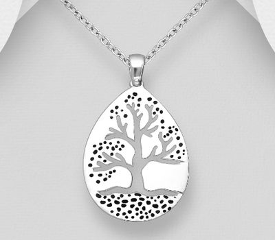 Malın səhifəsinə keç 925 Sterling Silver Pear-Shaped Tree Of Life Pendant, Decorated with Colored Enamel