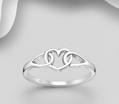 Malın səhifəsinə keç 925 Sterling Silver Heart Links Ring