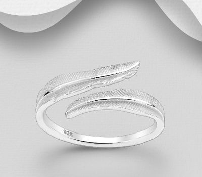 Malın səhifəsinə keç 925 Sterling Silver Adjustable Feather Ring