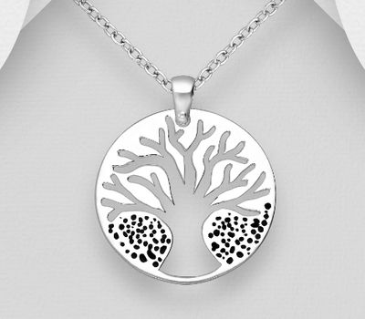Malın səhifəsinə keç 925 Sterling Silver Circle Tree Of Life Pendant, Decorated with Colored Enamel