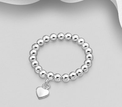 Malın səhifəsinə keç 925 Sterling Silver Ball and Heart Ring