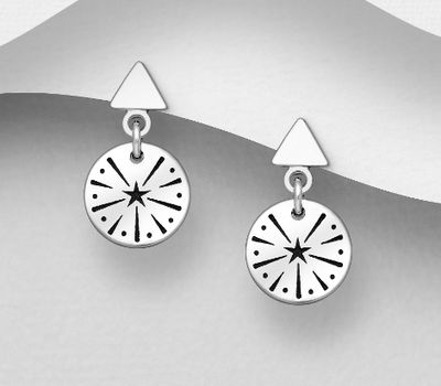 Malın səhifəsinə keç 925 Sterling Silver Oxidized Star and Arrow Push-Back Earrings