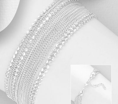 Malın səhifəsinə keç 925 Sterling Silver Multi Chain Bracelet