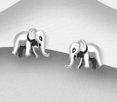 Malın səhifəsinə keç 925 Sterling Silver Push-Back Elephant Earrings