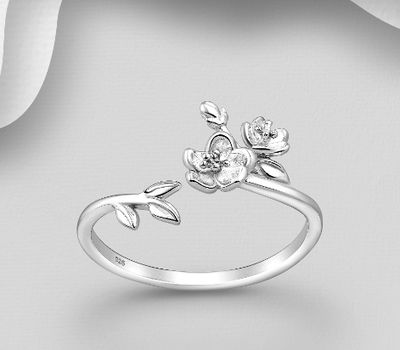 Malın səhifəsinə keç 925 Sterling Silver Adjustable Flower Ring
