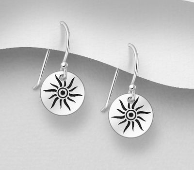 Malın səhifəsinə keç 925 Sterling Silver Oxidized Sun Hook Earrings