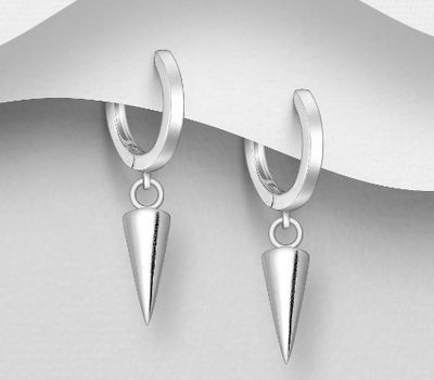 Malın səhifəsinə keç 925 Sterling Silver Spike Hoop Earrings