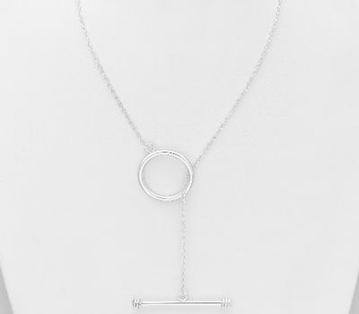 Malın səhifəsinə keç 925 Sterling Silver Bar and Circle Necklace