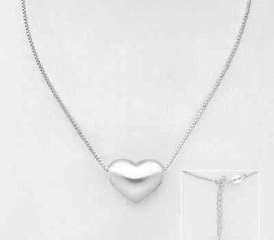 Malın səhifəsinə keç ITALIAN DELIGHT - 925 Sterling Silver Heart Necklace, Made in Italy.